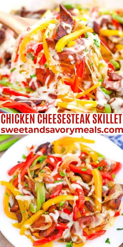 Chicken Cheese Steak Skillet, Recipes To Make With Bell Peppers, Easy Chicken And Bell Pepper Recipes, Smothered Chicken With Peppers And Onions And Cheese, Recipes With Chicken And Bell Peppers, Chicken Peppers And Onions Recipes, Bell Pepper Onion Recipe, Peppers Onions And Chicken, Chicken With Green Peppers And Onions