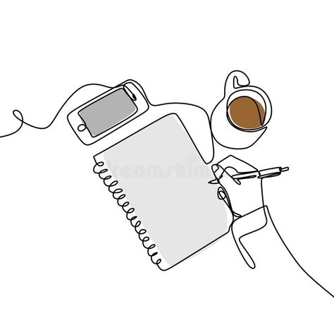 Teacher Drawing Illustration, Smartphone Drawing, Writer Drawing, Minimalist Writing, Coffee Writing, Writing Illustration, Line Drawing Illustration, Minimal Drawing, Caim E Abel