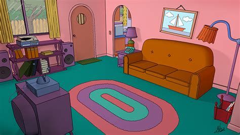 The Simpsons Color Palette, The Simpsons Living Room, Simpsons Living Room, Simpsons House, Cartoon Houses, Springfield Simpsons, Simpsons Party, Simpsons Gift, Baseball Wallpaper