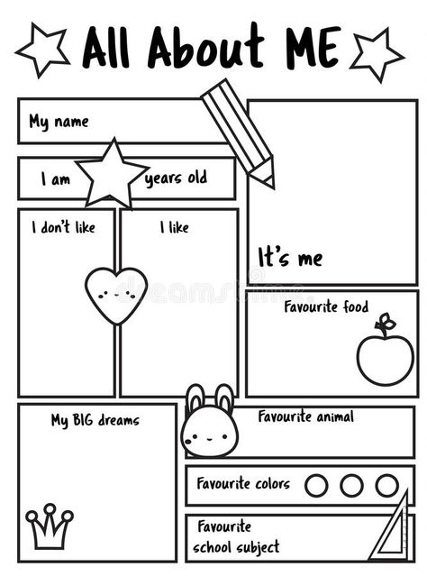 About Me Printable, About Me Worksheet, Me Worksheet, All About Me Printable, All About Me Worksheet, About Me Template, Lukisan Comel, Organizator Grafic, All About Me Preschool