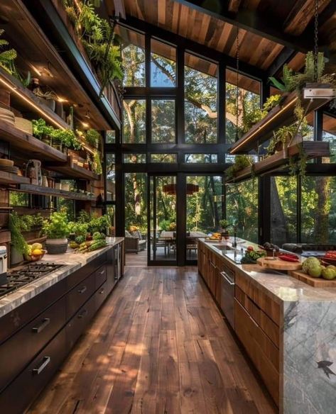 Outside Inside House, Nature Houses, Lots Of Plants, Dream Life House, Casa Country, Dream House Interior, Design Your Dream House, Dream House Exterior, Open Kitchen