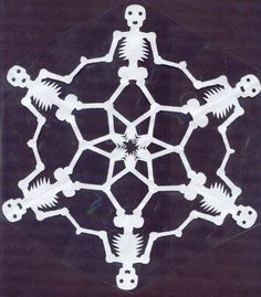 Calavera_Snowflake_by_MuseumGirl Paper Snowflake Designs, Merry Creepmas, Paper Snowflake Patterns, Snowflake Template, Creepy Christmas, Paper Snowflakes, Theme Halloween, Halloween Paper, Snowflake Pattern