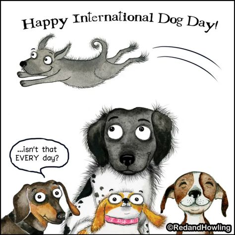 International Dog Day Red And Howling, Cute Monsters Drawings, International Dog Day, Dog Comics, Dog Day, Dog Safety, Animal Friends, Cartoon Dog, Dog Gifs