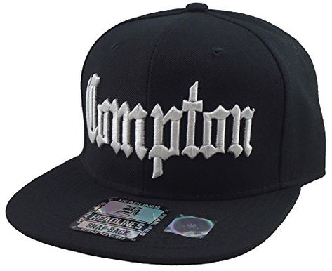 L.O.G.A. New Compton 3d Embroidered Flat Bill Snapback Baseball Cap Hat Black Compton Cap, Compton Hat, Flatbill Hat, Flat Bill Hats, Embroidered Flats, Hip Hop Cap, Snapback Caps, Embroidery Materials, Womens Baseball Cap