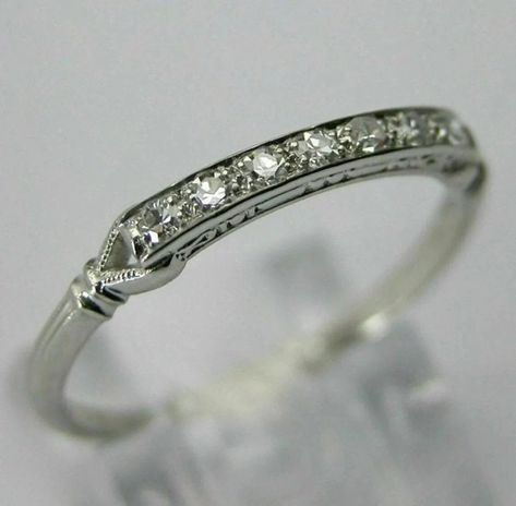 Art Deco Band, Round Diamonds Wedding Band, Antique Wedding Bands, Art Deco Wedding Band, Stackable Bands, Moissanite Wedding Bands, Vintage Band, White Gold Band, Gold Wedding Band