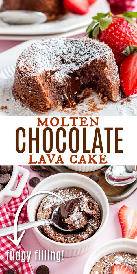 Rich and fudgy, these Individual Molten Chocolate Lava Cakes are the perfect recipe for dessert! These single portion cakes have a decadent chocolate flavor with a soft molten center. It's cake and a chocolate souffle all in one! Chocolate Lava Cakes, Molten Lava Cake, Molten Chocolate Lava Cake, Best Chocolate Desserts, Molten Lava Cakes, Chocolate Souffle, Molten Chocolate, Molten Lava, Decadent Chocolate Cake