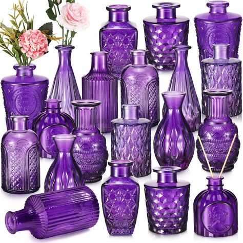 PRICES MAY VARY. Rich in Quantity: this package comes with 20 pieces of small centerpiece vases in 10 styles, the quantity is sufficient to meet your home decoration needs, you can also share them with others; Each vase is firmly wrapped in the thick boxes to avoid breakage in transit Retro Design: the glass vases for centerpieces are decorated with etching patterns, look retro and elegant, they will become the delicate centerpieces for the window, dining or wedding table Easy to Store and Displ Centerpieces Rustic, Vases For Centerpieces, Glass Vases Centerpieces, Vases For Flowers, Small Vases, Small Glass Vases, Small Centerpieces, Glass Bud Vase, Look Retro