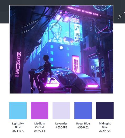 Color Palette Sci Fi, Cyberpunk Color Palette Purple, Color Pallets For Drawing, Cyberpunk Pallete Color, Retrowave Color Palette, Scifi Color Pallete, Anime Colour Palette, Cyberpunk Colour Palette, Lofi Colour Pallet