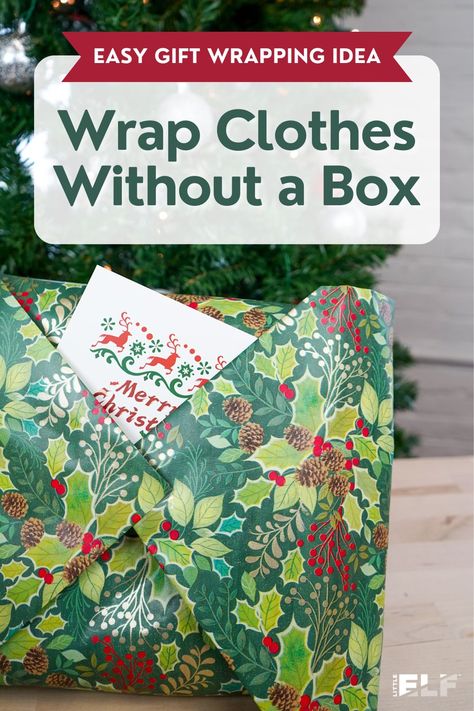 Whether you have a tradition of gifting a new pair of PJ’s on Christmas morning or you always struggle to find a gift box for your clothes, this easy gift wrapping hack is sure to impress! With this clever technique, you can effortlessly wrap shirts, dresses, or any clothing item creatively without a box, making your gifts stand out among the rest. Follow along to learn how to wrap clothes without using a gift box. How To Wrap A Sweatshirt As A Gift, How To Wrap Shirts As Gifts, Wrapping Clothes Without Boxes, Gift Wrapping Hacks, Wrap Clothes, Elf Products, Easy Gift Wrapping, Elves Gift, Bulky Sweaters