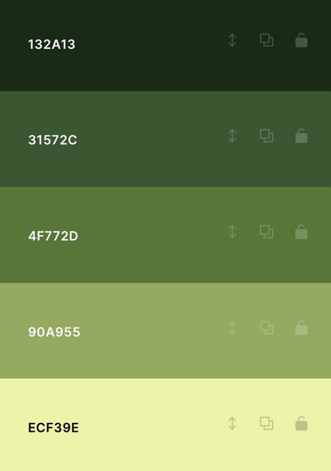 Green Pallete Colour Palettes, Green Color Palette Hex Codes, Green Palette Colour Schemes, Palettes Color, Flat Color Palette, Desain Ui, Pantone Colour Palettes, Color Design Inspiration, Jane Doe