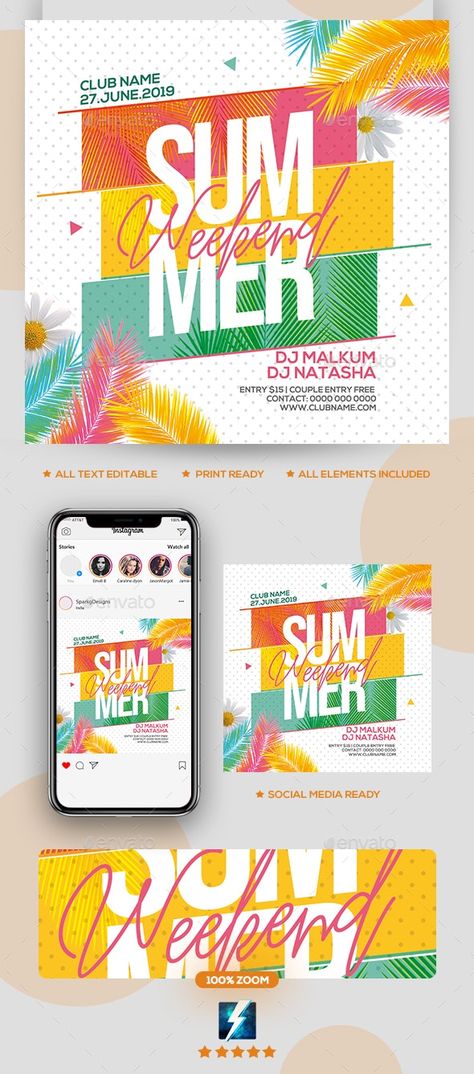 Summer Flyer Design, Summer Promo, Latin Party, Weekend Market, Summer Sale Banner, Business Advertisement, Theater Design, Summer Promotion, Party Flyer Template