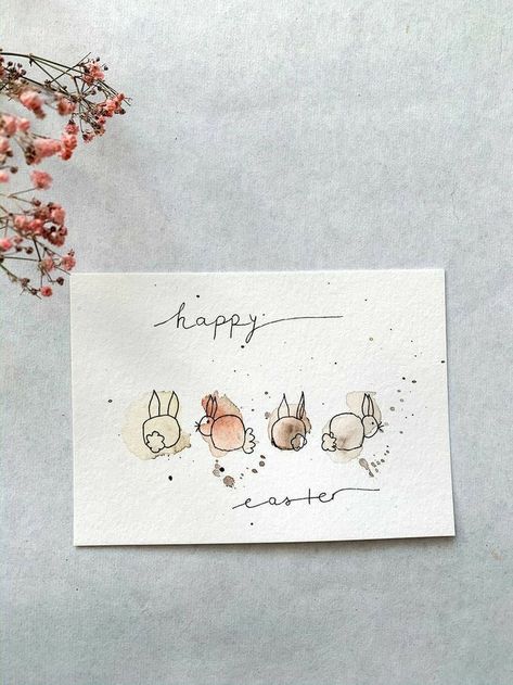 Canvas Painting For Beginners, Easter Cards Handmade, Canvas For Beginners, Diy Watercolor Painting, Painting For Beginners, Easter Art, Watercolor Flower Art, Card Drawing, 수채화 그림