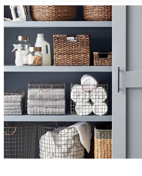 Decorative Storage Bins, Smart Tiles, Linen Closet Organization, Bathroom Closet, Target Home Decor, 아파트 인테리어, Bath Storage, Bath Room, Linen Closet