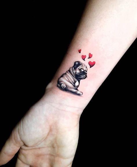 Pug Tattoo Ideas, Puppy Tattoo, Small Dog Tattoos, Pug Tattoo, Dog Print Tattoo, Pawprint Tattoo, Paw Tattoo, Tattoos For Women Half Sleeve, Best Of Luck