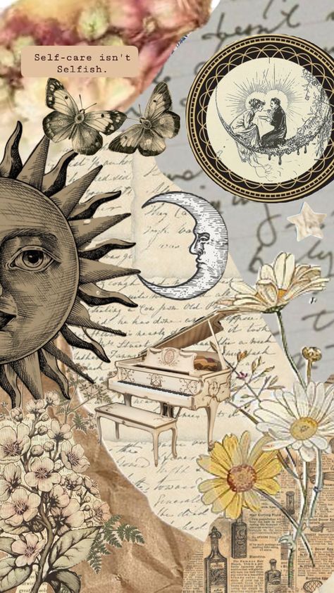 #vintage #star #sun #flowers #music #romantic #aesthetic #wallpaper #art #nature #vibes Vintage Celestial Art Wallpaper, Medieval Wallpaper Aesthetic, Romantic Aesthetic Wallpaper, Moon And Sun Wallpaper, Starlight Wedding, Aesthetic Wallpaper Art, Sun Wallpaper, Sun Aesthetic, Tattoo Reference