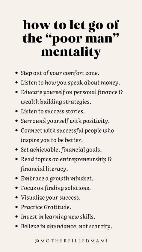 I grew up with parents who didn't educate me financially, but they weren't educated financially themselves. We are past down this "poor man" mentality at no fault of our own. But it's our responsibility to change it. Be better, change your perspective, change your way of thinking. Speak life into your life! #positivethinking #growthmindset #lifetips #personalgrowth #personadevelopment #success Change Your Perspective, Poor Man, Postive Life Quotes, Personal Improvement, Emotional Awareness, Financial Life Hacks, Speak Life, Skills To Learn, Positive Self Affirmations