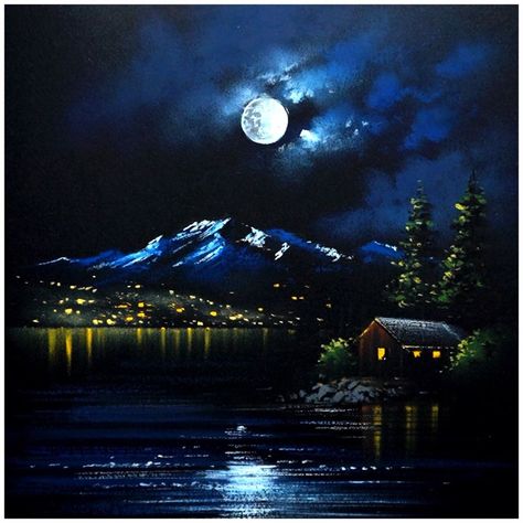 Drawing of a beautiful night scenery with oil pastel | Beautiful oil pastel drawing of a night scenery with mountains and river | By Morning Drizzle | Facebook Beautiful Night Scenery, Mountains And River, Black Background Painting, Background Painting, River Painting, Black Ground, Oil Pastel Drawings, Night Scenery, Beautiful Night