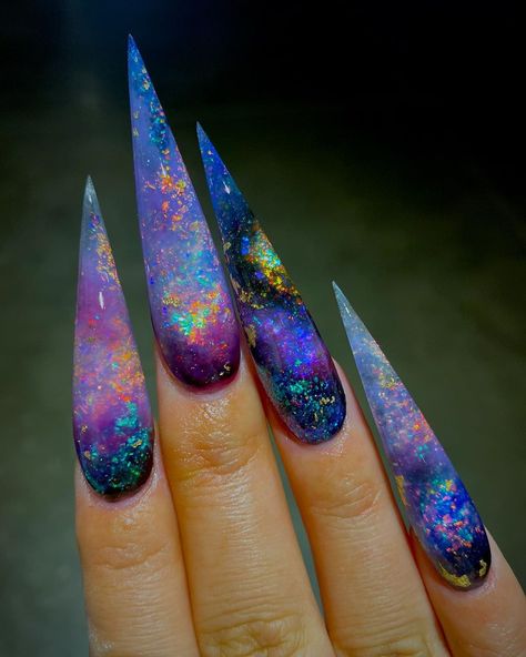 9,843 Likes, 105 Comments - Vivian Xue Rahey (@vivxue) on Instagram: “[SWIPE for PRESS-ONS] One of the toughest challenges was figuring out how to replicate some of…” Nail Design Glitter, Tree Nail Art, Opal Nails, Tree Nails, Nail Art For Beginners, Colorful Nail, Dope Nails, Nail Polishes, Long Acrylic Nails