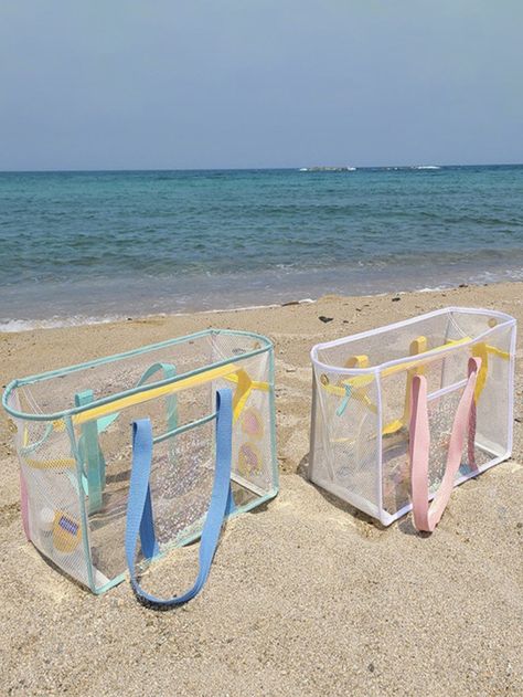 Clear Mesh Large Capacity Tote Beach Bag, PVC Waterproof Sandproof Storage Bag, Beach Sports Toys Tote Bag Chevron Quilted Dome Handbag With Coin Purse, Women PU Leather Crossbody BagI discovered amazing products on SHEIN.com, come check them out! Clear Beaches, Tote Beach Bag, Waterproof Tote, Vacation Bag, Makeover Bedroom, Waterproof Travel Bag, Mommy Bag, Diaper Bag Tote, Beach Sports