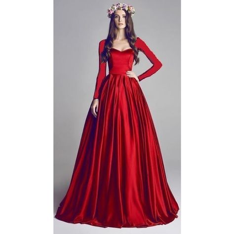 long sleeve red satin dress ❤ liked on Polyvore featuring dresses, satin dress, sleeve dress, red long sleeve dress, long-sleeve maxi dress and longsleeve dress Dresses Floor Length, Floor Length Prom Dresses, Evening Dress Floor Length, Stil Boho, Red Gowns, فستان سهرة, A Line Prom Dresses, Beauty Dress, Gorgeous Gowns