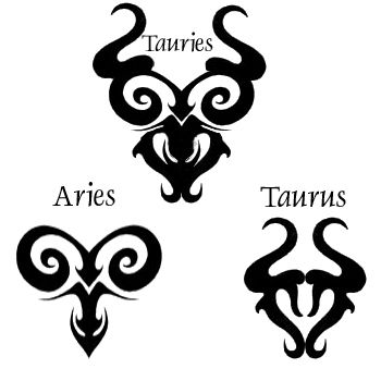 Aries And Taurus Tattoo Together, Taurus Aries Tattoo, Taurus Symbol Tattoo Design, Taurus And Aries Tattoo, Types Of Tattoos, Aries Taurus Cusp, Taurus Logo, Widder Tattoo, Taurus Constellation Tattoo