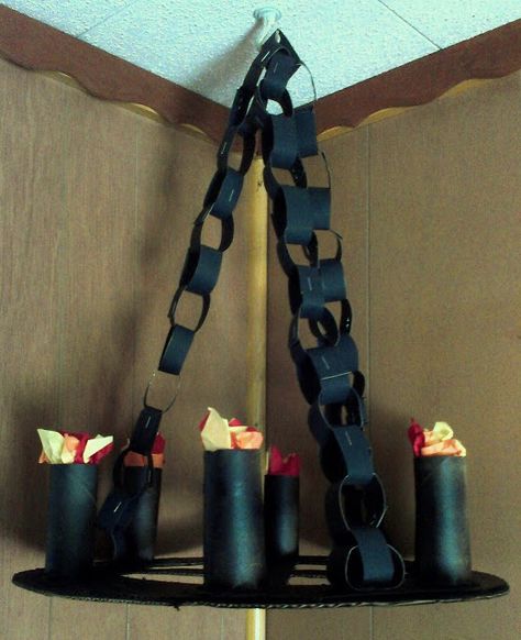 Use cardboard tubes, posterboard, and other basic craft supplies to create an awesome medieval chandelier. It makes a great decoration … Mighty Fortress Vbs, Kingdom Vbs, Knight Birthday Party, Medieval Crafts, Knight Party, Medieval Decor, Medieval Party, Castle Decor, Queen Esther