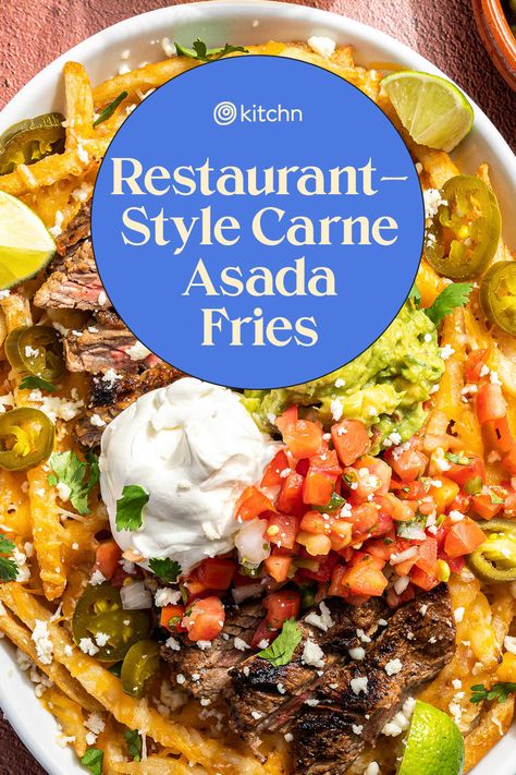 Loaded Carne Asada Fries, Loaded Steak Fries, Mexi Fries, Carne Asada Fries Recipe, Mexican Cuisine Recipes, Carne Asada Fries, Nacho Fries, Loaded Fries, Fries Recipe