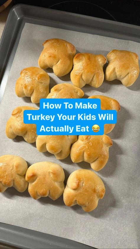 Stacie & Meghan | Food Podcast for Parents | It is more than ok if your kids only eat rolls on Thanksgiving. Here is a just for fun idea for make rolls that look like turkey - and a... | Instagram Rhodes Turkey Shaped Rolls, Rolls That Look Like Turkeys, Turkey Rolls For Kids, Dinner Rolls Shaped Like Turkey, Rolls Shaped Like Turkeys, Turkey Shaped Rolls Thanksgiving, Turkey Shaped Bread Rolls, Turkey Rolls Thanksgiving, Bread Turkey Shape