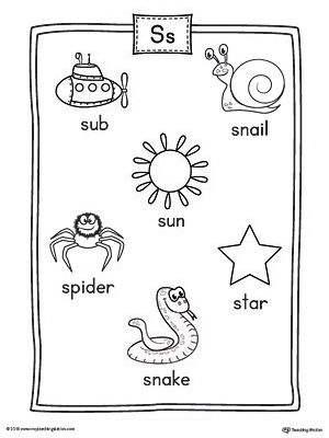 The Letter S Word List with Illustrations Printable Poster is perfect for students in preschool and kindergarten to learn new words and the beginning letter sounds of the English alphabet. S Words Preschool, Sound S Activities, Letter S Sound Activities, Letter S Activities For Preschool, Letter S Worksheet, Letter T Words, Infant Education, S Worksheet, Writing Practice Kindergarten