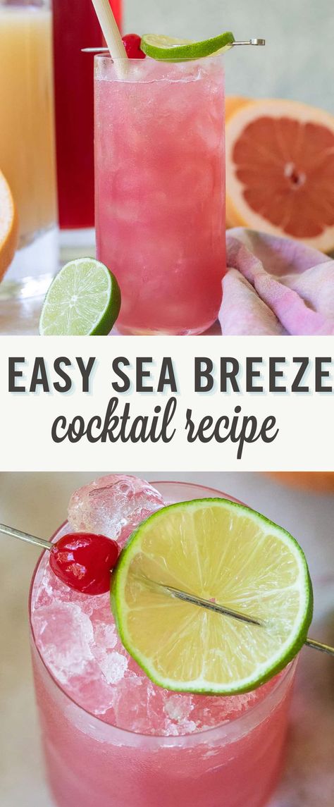 Looking for a delicious summer cocktail? This classic Sea Breeze Cocktail recipe is one of the easiest to make! You only need 3 ingredients! This mixed drink is perfect for an afternoon by the pool or after a pickleball match! Sea Breeze Cocktail, Cranberry Cocktail Recipe, Orange Juice Cocktails, Pool Cocktails, Cocktail Pool, Easy Mixed Drinks, Yummy Summer Cocktails, Pool Drinks, Party Punch Recipes