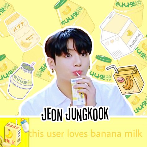 Jungkook Banana Milk Aesthetic, Banana Milk Jungkook, Jungkook And Banana Milk, Jungkook Drinking Banana Milk, Banana Milk Wallpaper, Banana Milk Aesthetic, Tea Meme, Milk Art, Korea Food