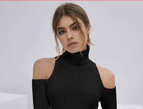 Turtleneck like this, but more tight to the skin, and with the shoulders out like this Top Reference, Cosplay Inspo, Light Yagami, The Skin, Off Shoulder, Open Shoulder Tops, High Neck Dress, Cut Out, Tights