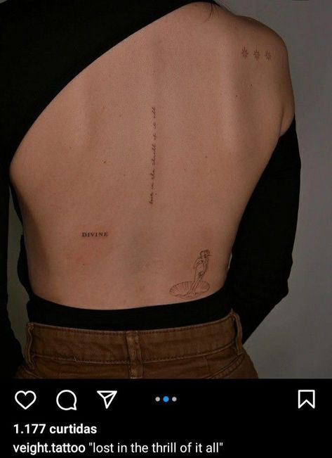 Parenthesis Tattoo, Lower Back Quote Tattoo, Back Tattoo Collage, Multiple Back Tattoos Women, Minimalistic Back Tattoo Women, Lightning Tattoo Women Hip, Sticker Tattoo Back, Back Minimalist Tattoo Women, Fineline Back Tattoo Women