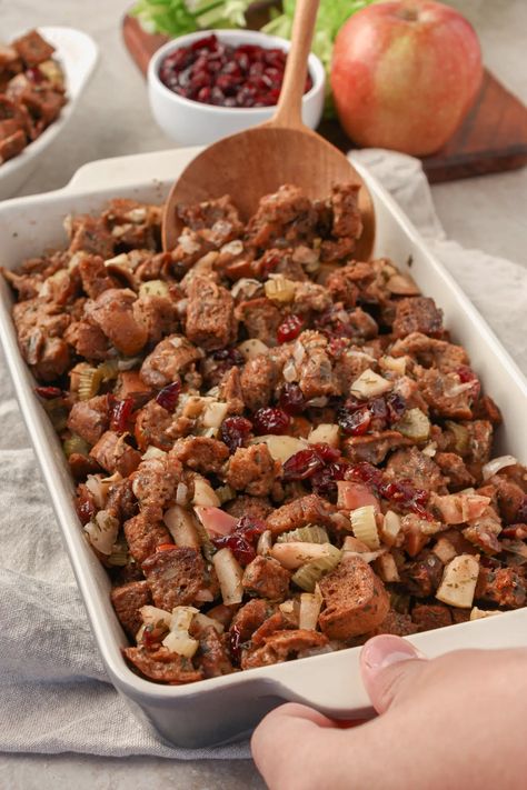 Cranberry Apple Sage Stuffing Apple Sage Stuffing, Apple Cranberry Stuffing, Cranberry Stuffing, Schar Gluten Free, Best Cranberry Sauce, Sage Stuffing, Cranberry Apple, Savory Herb, Holiday Meals