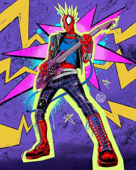 Wallpaper Spider Man, Punk Drawing, Spider Punk, Spider Man Across The Spider Verse, Spiderman Art Sketch, Across The Spider Verse, Spiderman Artwork, Posca Art, Spider Art