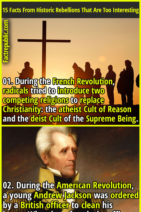 01. During the French Revolution, radicals tried to introduce two competing religions to replace Christianity: the atheist Cult of Reason and the deist Cult of the Supreme Being. Supreme Being, Fact Republic, The French Revolution, Unbelievable Facts, French Revolution, The Supreme, Trading Company, History Facts, General Knowledge