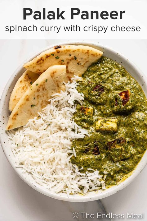 Paneer Palak, Palak Paneer Recipe, Saag Paneer, Curry Recipes Easy, Vegan Curry Recipes, Paneer Recipe, Spinach Curry, Veggie Dinner, Paneer Recipes