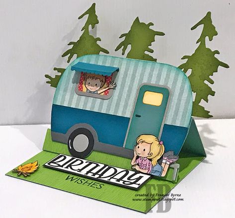 Camping Cards, Camp Trailer, The Caravan, Male Birthday, Card Inspo, Hand Made Greeting Cards, Honey Bee Stamps, Step Cards, Interactive Cards