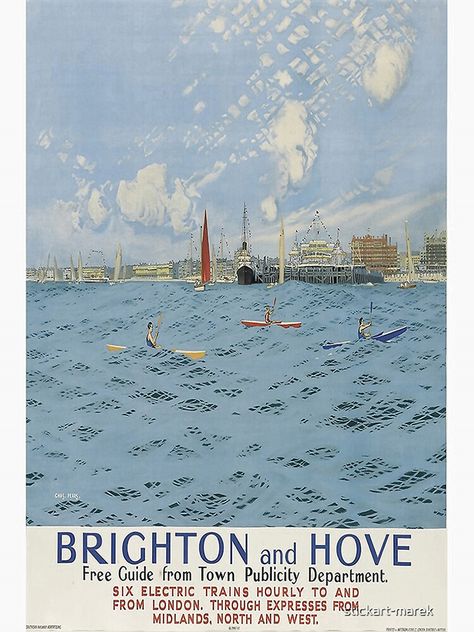 Places In England, Travel Advertising, Southern Railways, Foreign Travel, Railway Posters, Retro Travel Poster, Seaside Resort, Vintage Travel Poster, Brighton And Hove