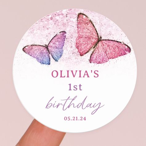 birthday wrapping paper butterfly theme 1st birthday party favor classic round sticker butterfly thank you thanks for fluttering butterfly favor butterfly birthday butterfly party girl 1st birthday 1st birthday thank you butterfly thank you stickers thank you stickers butterfly stickers #zazzle #warpper #zazzlewrapper #diy #birthday #birthdaywrapping #birthdaypaper #birthdayinvitations #happybirthday #thanksgiving #diy #pumpkin #hallowen Butterfly Favors, 1st Birthday Party Favors, Colorful Gift Wrapping, Butterfly Birthday Party, Birthday Party Design, Birthday Gift Wrapping, Birthday Wrapping Paper, Butterfly Party, Butterfly Gifts