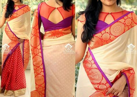 Love the saree Saree Bluse, Cotton Blouse Design, Pattu Saree Blouse Designs, Saree Blouse Neck Designs, Sari Blouse Designs, New Blouse Designs, Blouse Designs Indian, Silk Saree Blouse Designs, Blouse Designs Silk