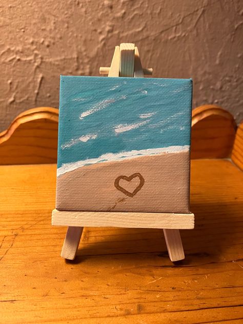 Watercolor Art Small Canvas, Easy Panting Ideas On Paper, What To Paint Easy Aesthetic, Painting Idea For Mom, Things To Draw On A Mini Canvas, Easy Small Canvas Art, Painting Ideas For Mini Canvases, Sea Easy Painting, 5 By 7 Canvas Painting Ideas