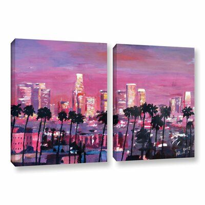 Los Angeles Painting, Los Angeles Skyline, 3 Piece Painting, Framed Painting, Contemporary Wall Art, Canvas Set, Online Art Gallery, Art Sur Toile, Painting Frames