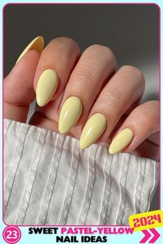 Soft Yellow Nails, Pastel Yellow Nails, Yellow Nail Designs, Nail Art Diy Easy, Yellow Nails Design, Yellow Nail, Summer Nail Art, Spring Nail Designs, Cornrows Braids