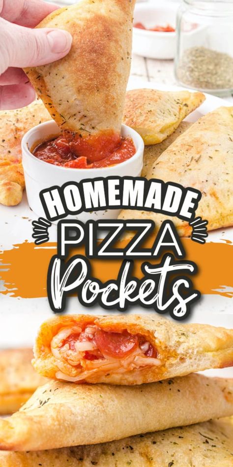 Homemade Pizza Pockets Pocket Pizza Recipe, Different Ways To Make Pizza, Pillsbury Pizza Dough Recipes, Appetizer Desserts, Hot Pocket Recipes, Homemade Pizza Pockets, Homemade Hot Pockets, Pockets Recipe, Appetizer Easy