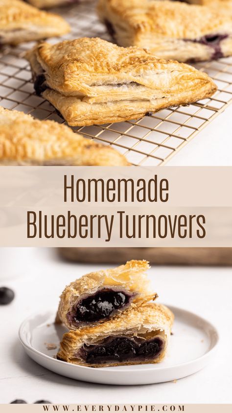 Blueberry Turnovers, Classic Puff Pastry, Blueberry Danish, Mini Blueberry Pies, Rough Puff, Blueberry Filling, Rough Puff Pastry, Turnover Recipes, Puff Pastry Desserts