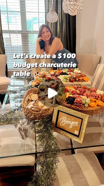 La Boujee Housewife, LLC ®️ | Thanks to @heb we were able to stick to our $100 budget to create this charcuterie table!   While staying within our budget we were able ... | Instagram Simple Party Food Table Set Up, 20 Person Grazing Table, Charcuterie Board Vendor Display, Charcuterie Station Wedding, Charcuterie And Dessert Table, Charcuterie For One Person, Charcuterie Board Tablescape, Charcuterie Table Centerpiece, Diy Charcuterie Grazing Table