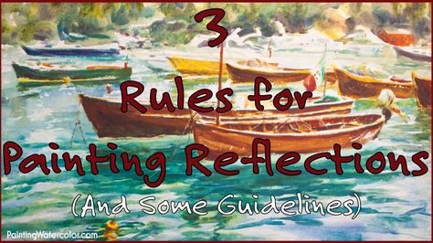 How to Paint Reflections in Watercolor Painting Reflections In Water, Watercolor Reflections In Water, Reflections Watercolor, Aging Paper, Watercolour Tips, Watercolour Videos, Watercolor Painting Tutorial, Painting Lesson, Paint Tutorial