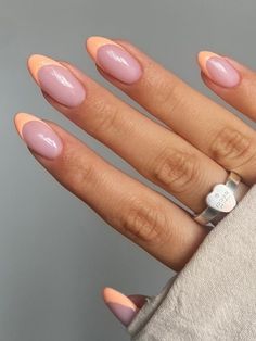 Peach Nail Tips, Peachy French Tip Nails, Peach French Manicure, Peach French Tips, Peach French Tip Nails, Coral Nail Designs, Coral Acrylic Nails, Peach Nail Designs, Coral Nails With Design