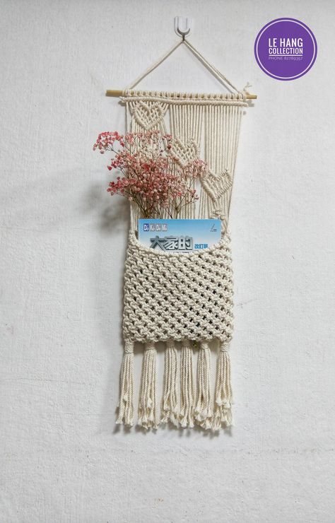 Macrame Wall Pocket, Macrame Organizer, Macrame Pocket, Bohemian Girls Room, Macrame Headboard, Neutral Wall Decor, Photos Booth, Mail Holder, Crochet Wall Hangings